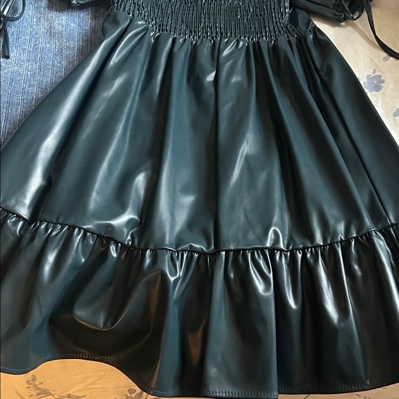 BRAND NEW Dark Teal Leather Dress - Picture 4 of 4